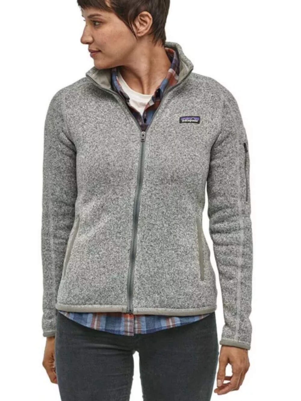 Patagonia Women's Heather Gray Full-Zip Teddy Fleece Jacket Sz L